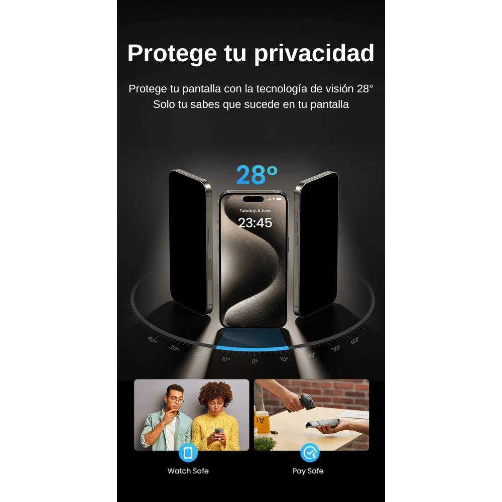 Mica de privacidad Ugreen anti-huellas para iPhone 15 Pro