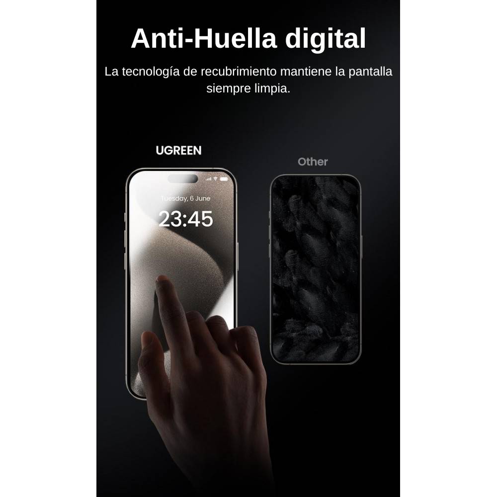 Mica de privacidad Ugreen anti-huellas para iPhone 15 Pro