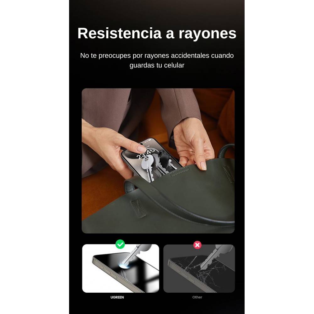 Mica de privacidad Ugreen anti-huellas para iPhone 15 Pro
