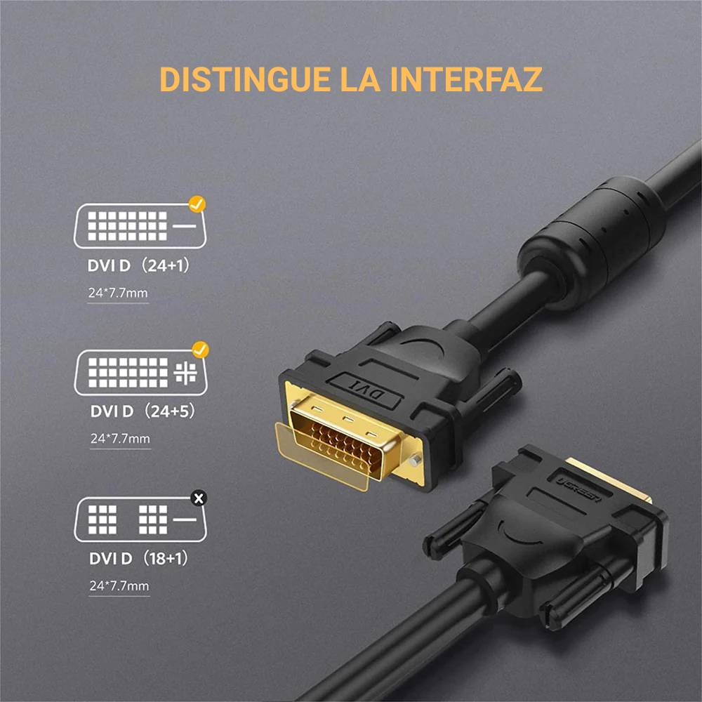 Cable Digital UGREEN DVI-D 24+1 Macho a Macho 2K 1.5m
