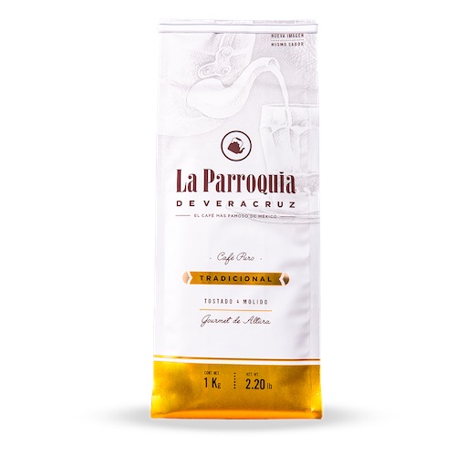 Cafe La Parroquia De Veracruz 1  Kg Molido, Tostado y Tradicional, Gourmet Puro 100%, Cuerpo Completo