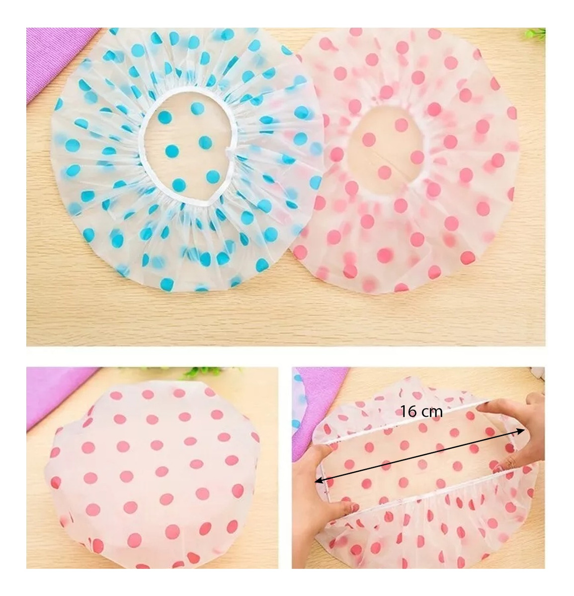 Gorra Gorro De Baño Ducha Shower Cap Reutilizable 6 Piezas