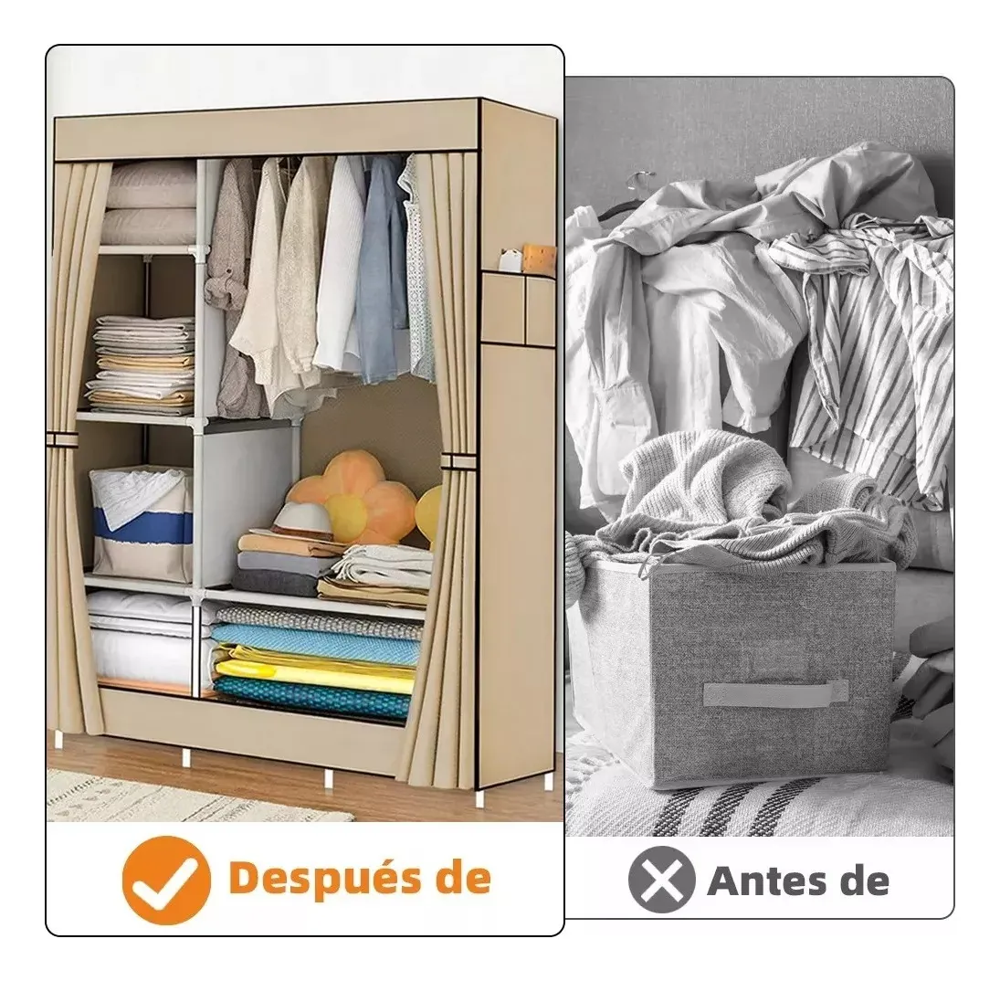 Closet Ropero Armable Plegable Portatil Armario Organizador y Guardaropa Color Rosa para Dama Mujer Niña