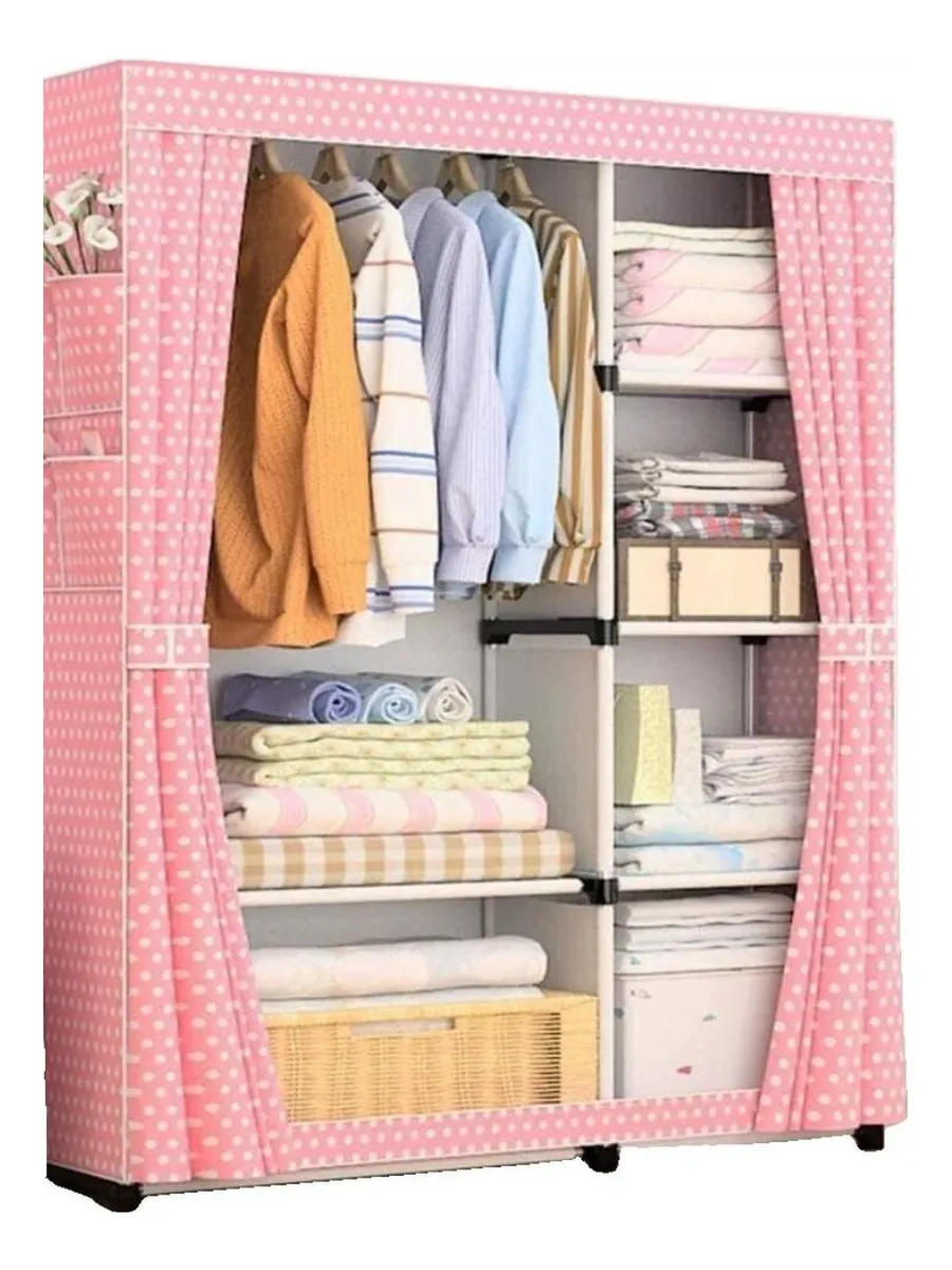 Closet Ropero Armable Plegable Portatil Armario Organizador y Guardaropa Color Rosa para Dama Mujer Niña