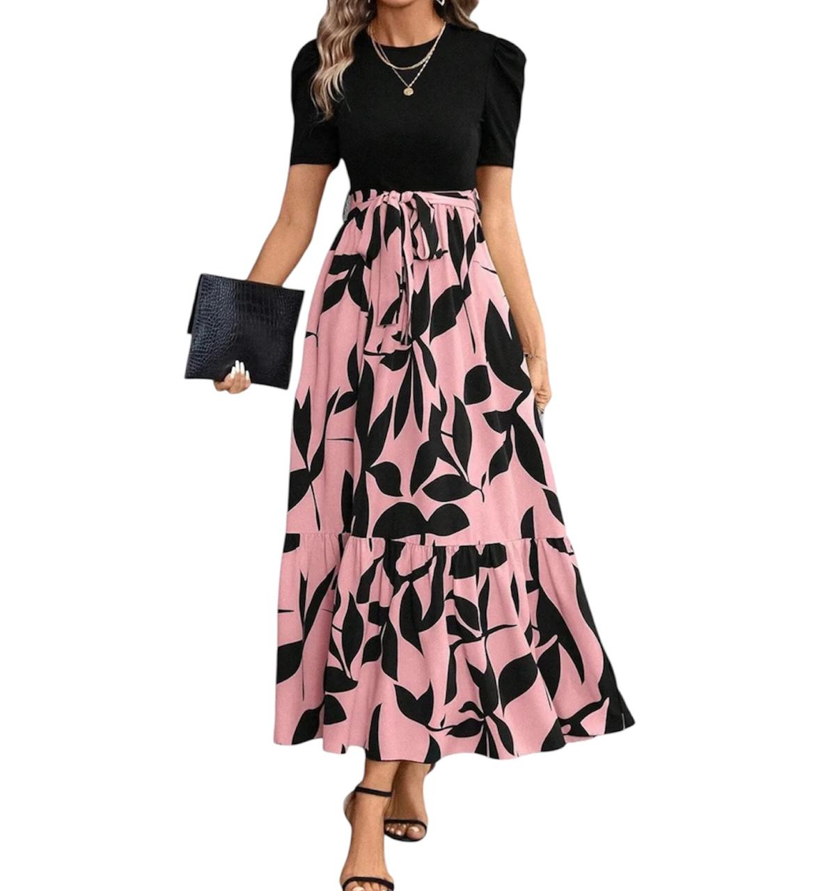 Vestido Casual Largo para Dama Mujer de Cintura Alta Estilo