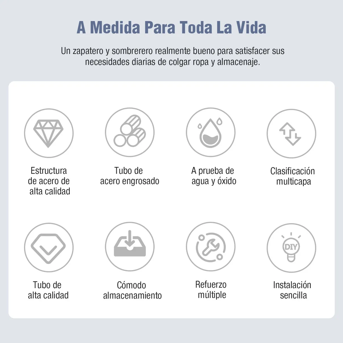 Zapatero Perchero Organizador Metálico Multifuncional de 5 Niveles con 8 Ganchos Color Negro