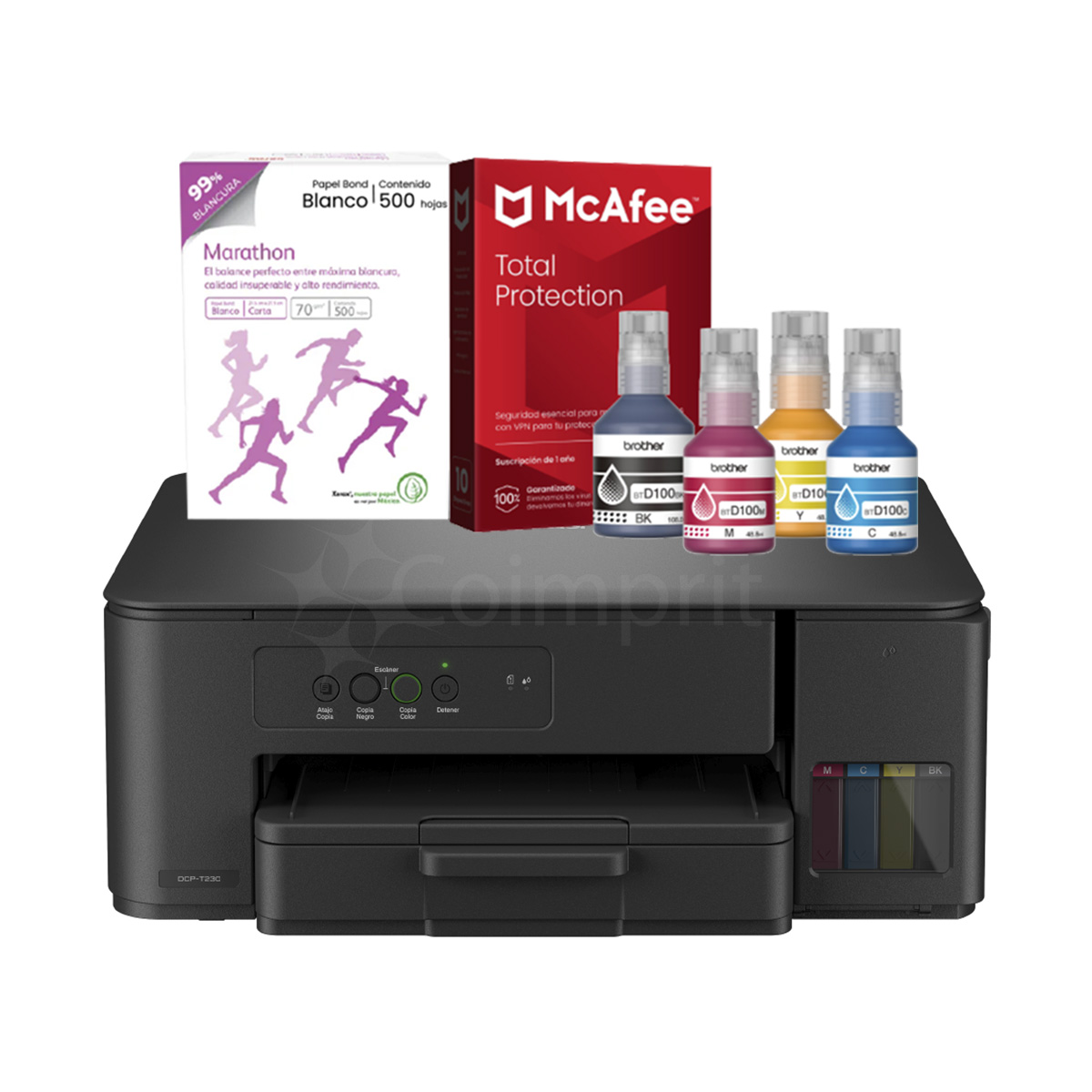 KIT MULTIFUNCIONAL BROTHER DCP-T230 INKBENEFIT TANK USB  + KIT DE TINTA + PAPEL + ANTIVIRUS 