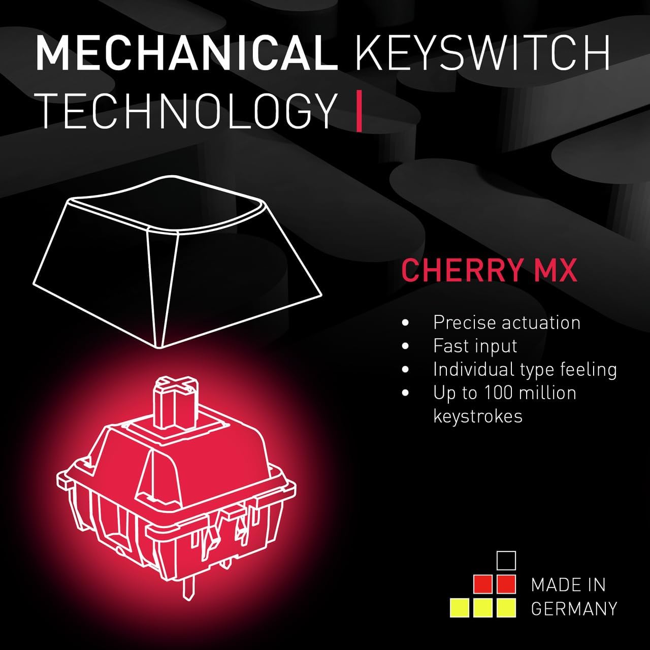 CHERRY Teclado MX 3.0S  Alámbrico Mecánico Switch Silent Red Gaming  Negro( Reacondicionado Garantizado)