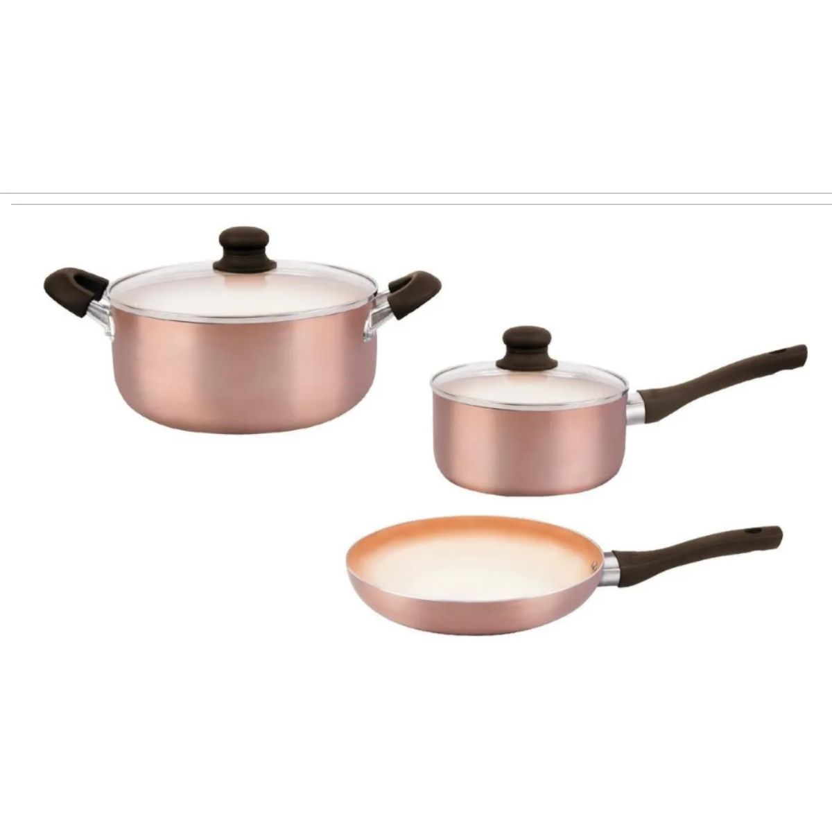 Kit Cacerolas 18cm 24cm + Sarten 20cm Linea Cobre Hudson