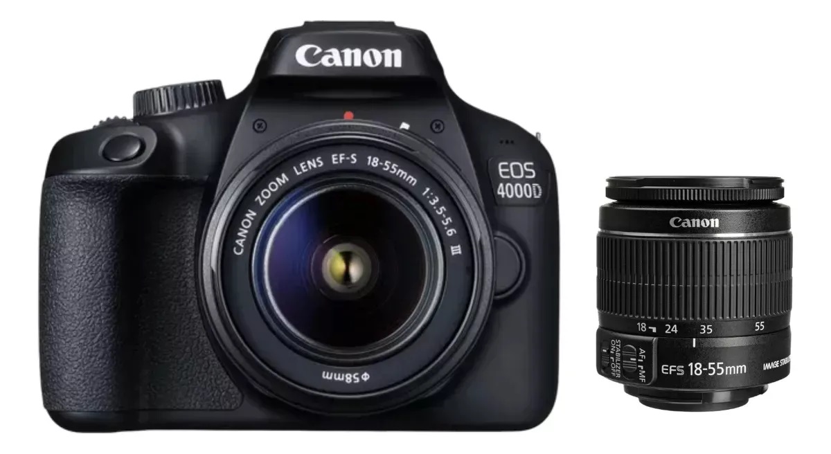 Kit de Cámara Canon Eos 4000D + Lente 18-55mm IIII - Color Negro