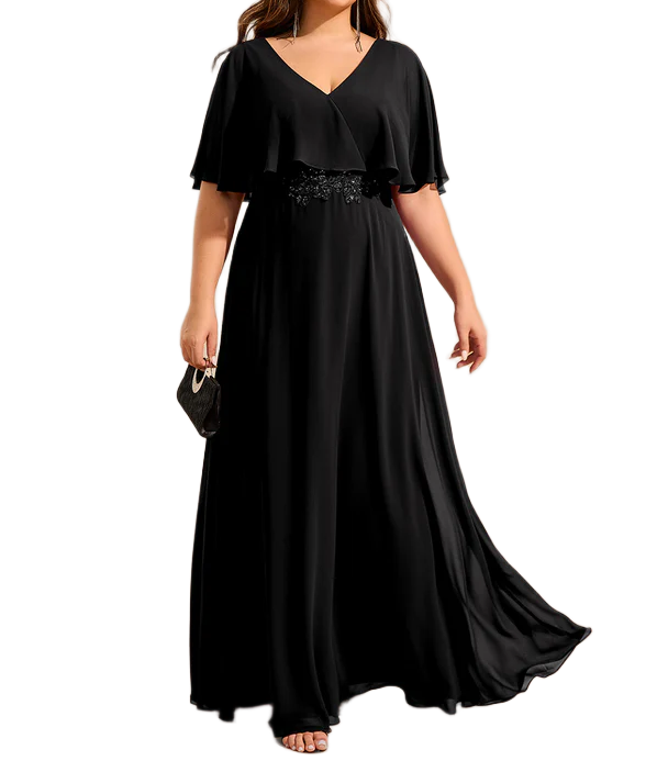 Annabelle Doble Tirantes Gasa Vestidos De Dama De Honor Negro Tallas Grandes