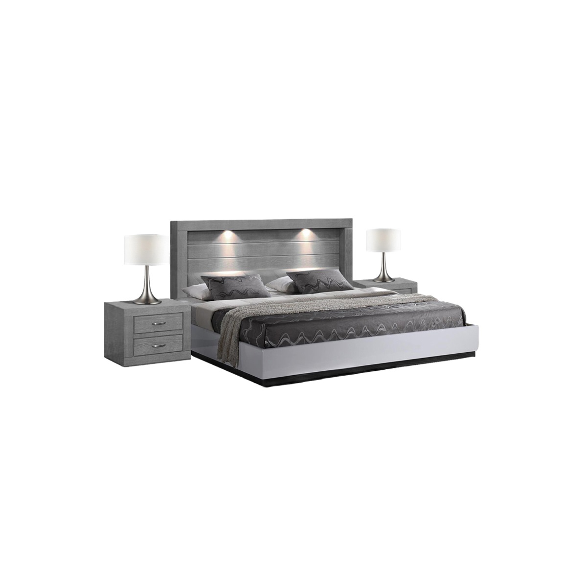 Recamara Valentina King Size 3 piezas - Gris - Kessa.