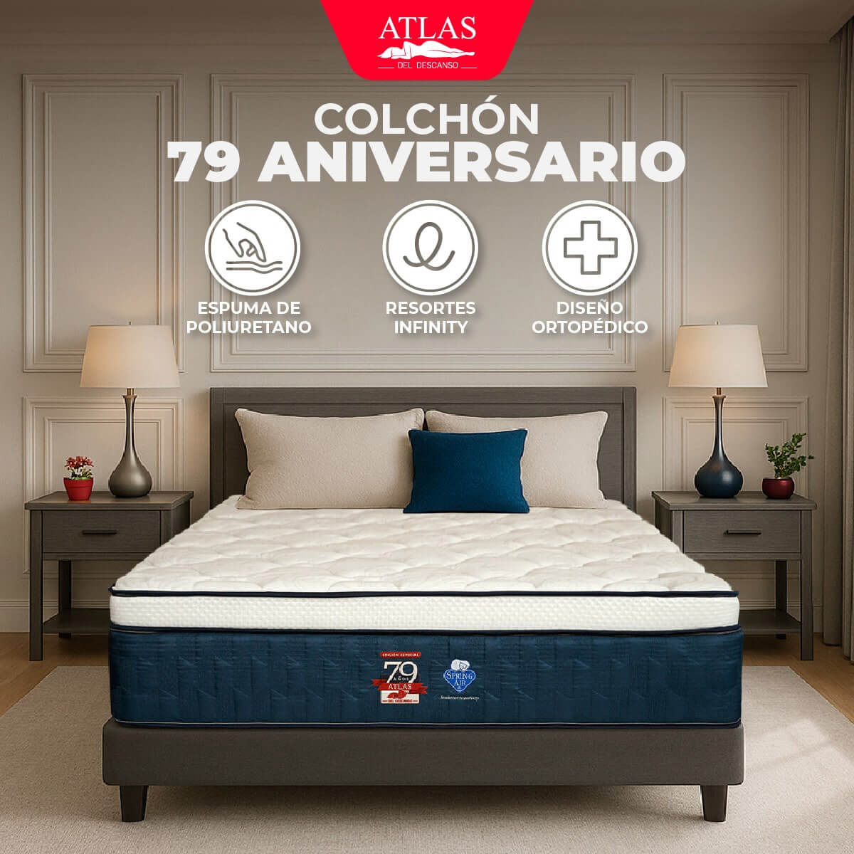 Colchón  Matrimonial 79  Aniversario Atlas
