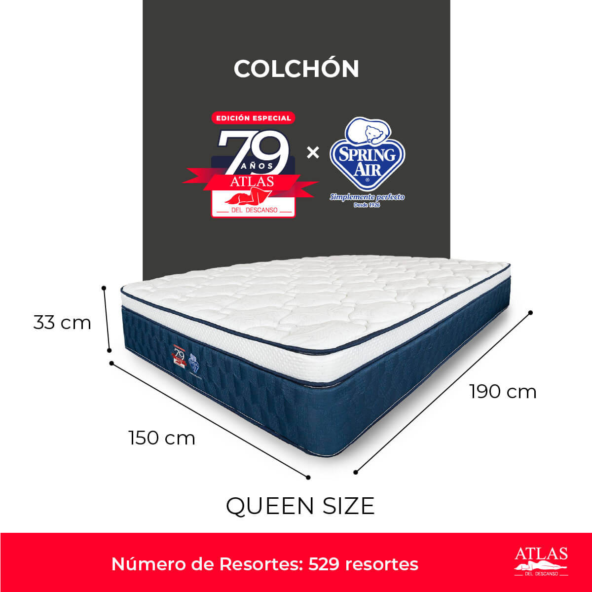Colchón Queen Size 79 Aniversario Atlas