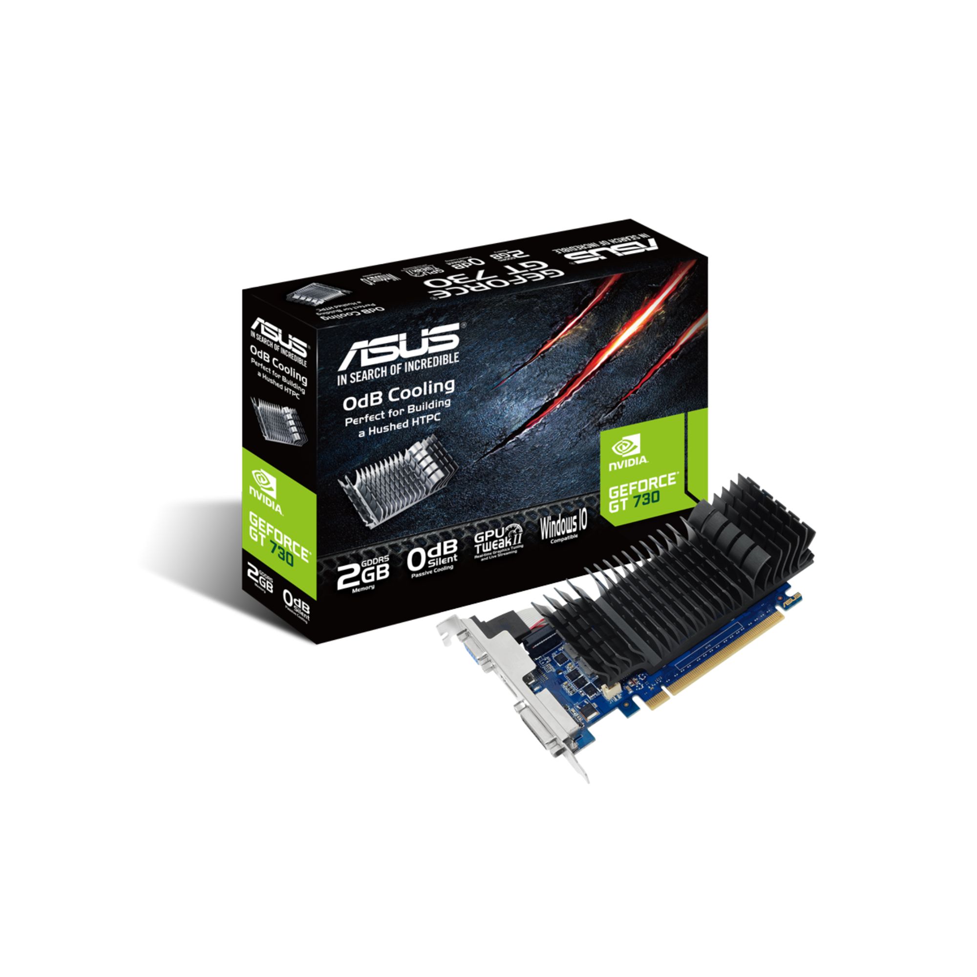 Tarjeta de Video Asus GeForce GT 730, 2 GB GDDR5, 1x VGA, 1x HDMI, 1x DVI-D, Negro