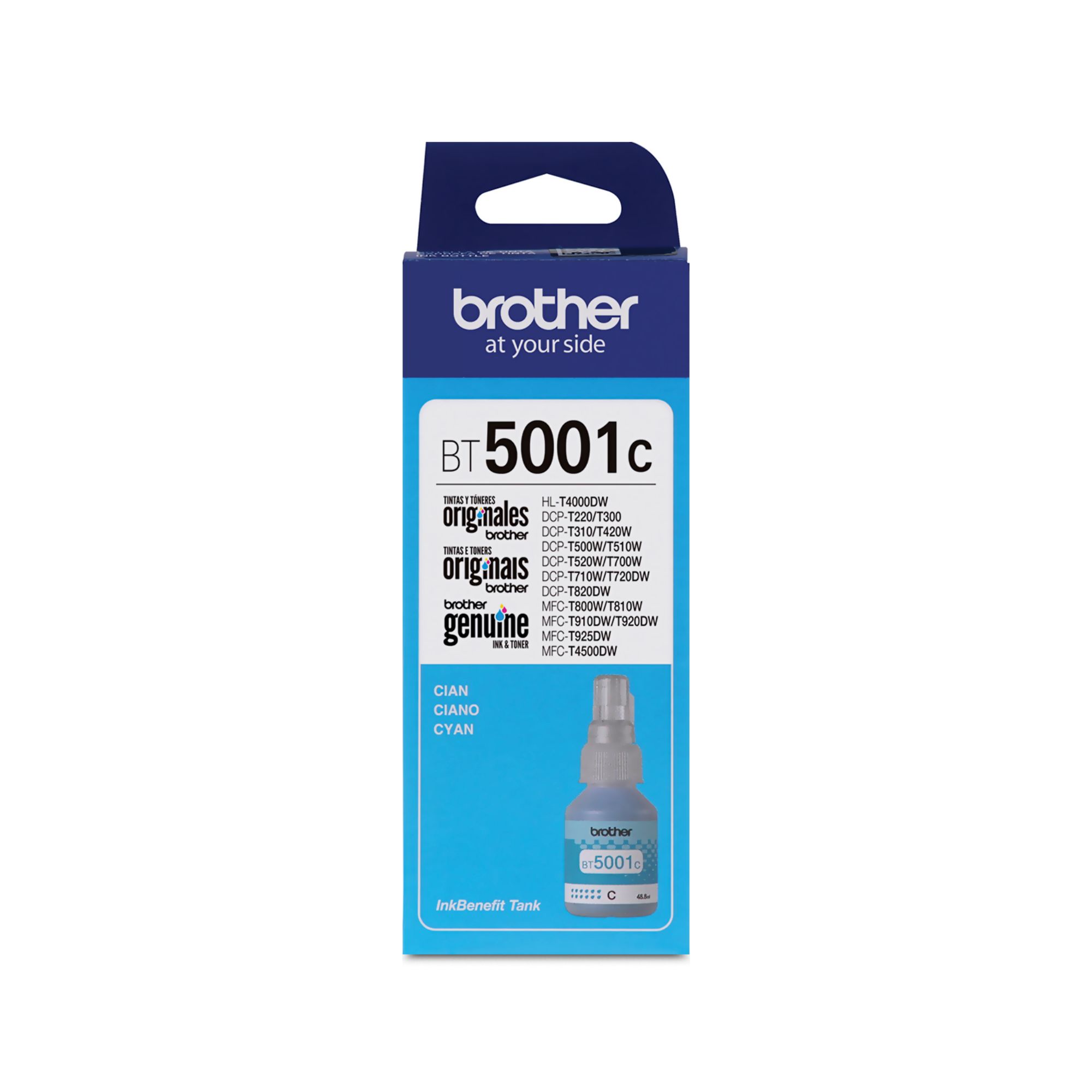 Botella de Tinta Brother BT5001 para 5,000 páginas, Cian