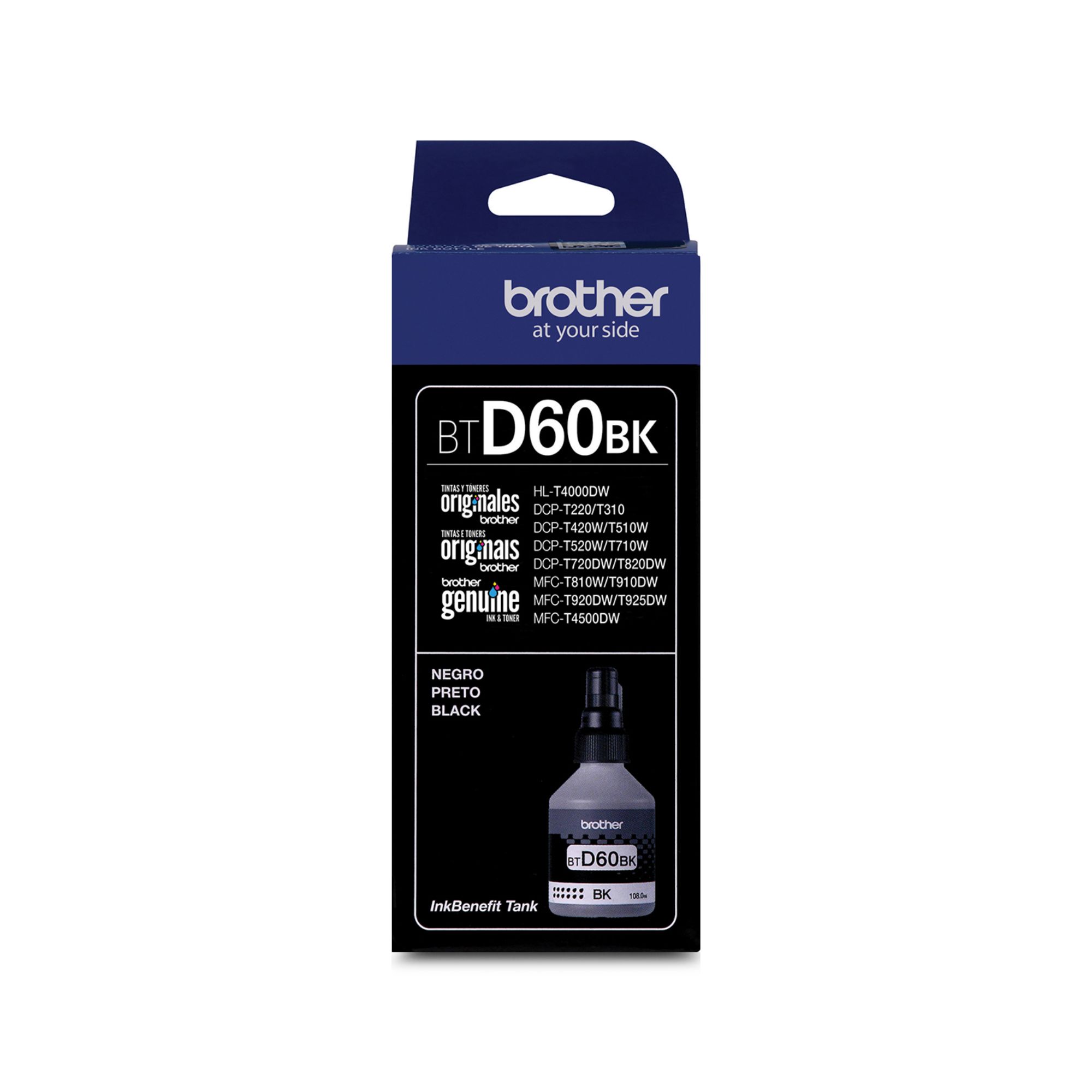 Botella de Tinta Brother BTD60BK para 6,500 páginas, Black.