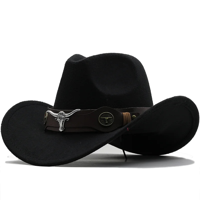 Sombrero negro toro 02 vaquero lana negra gorra vaquera deportes fiesta casual vaquero