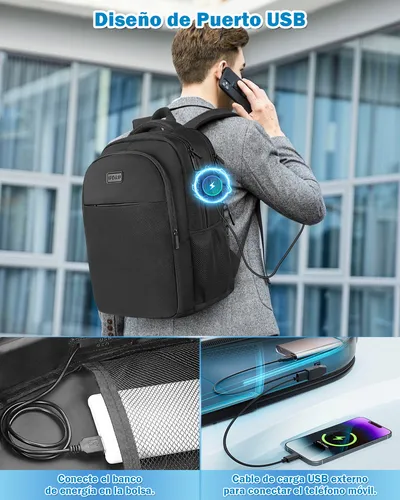 Mochila Para Laptop 15.6 Inch 35 L Hombres Mochilas Escolar Viaje Antirrobo Y Impermeable Color Negro IFORU