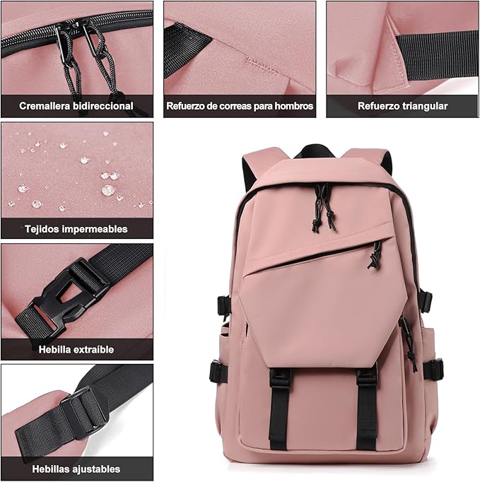 mochila para estudiantes del colegio y la universidad, tipo de casual de moda, con bolsillos multifuncionales