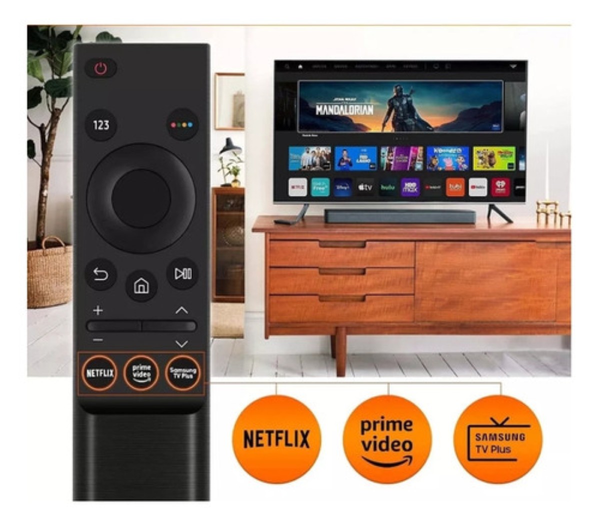 Control Para Samsung Smart Tv 4k Curve Uhd + Pila Negro