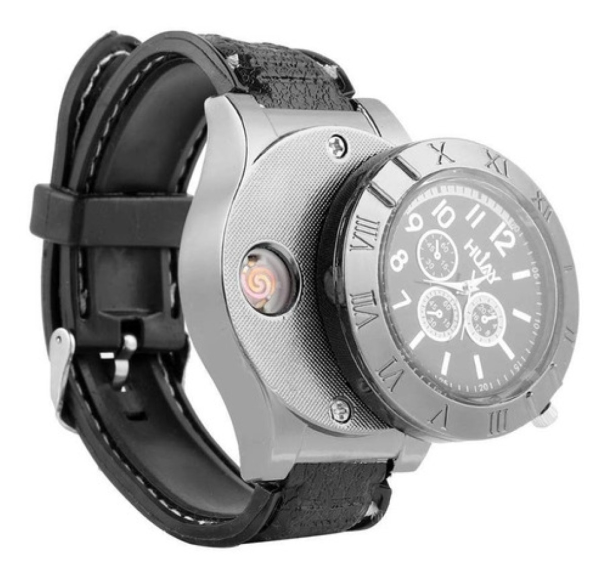 Reloj Encendedor Electronico Recargable Usb Negro