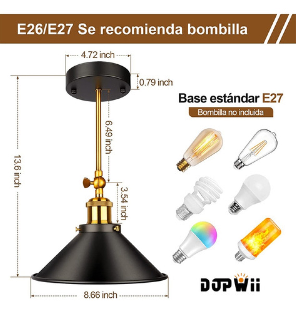 Lampara De Pared Interior Vintage E26 3 Piezas Negro 