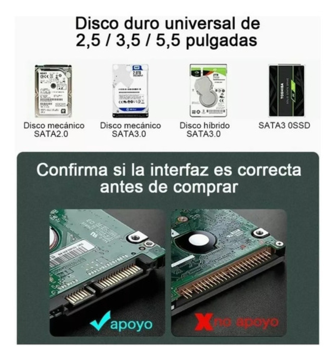 Cable Adaptador Usb 3.0 A Sata Para Disco Duro 2.5 /3.5 Negro