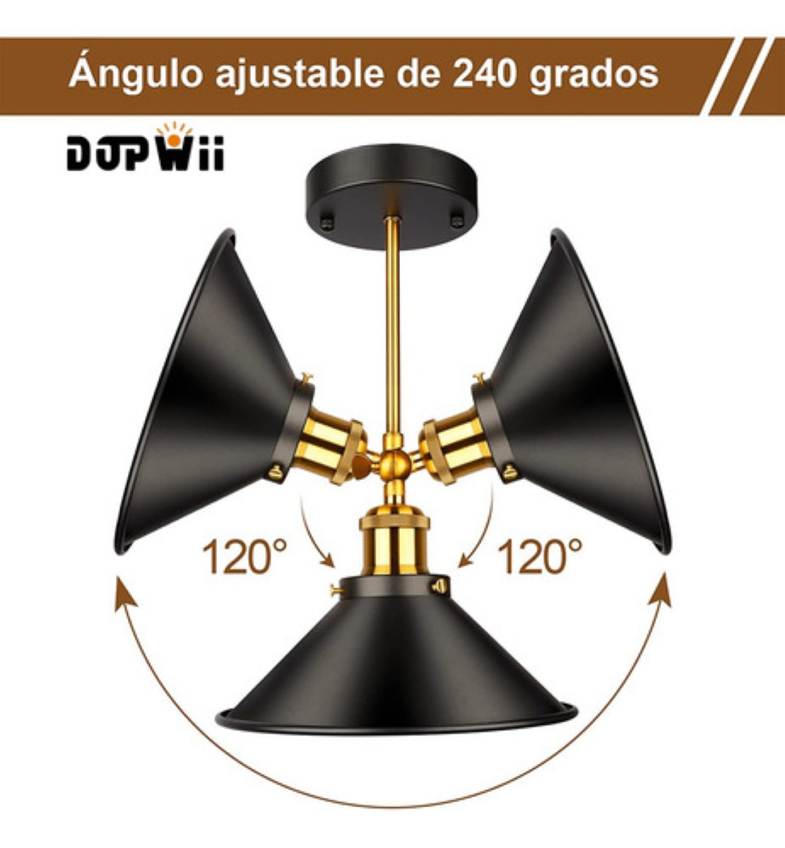 Lampara De Pared Interior Vintage E26 3 Piezas Negro 