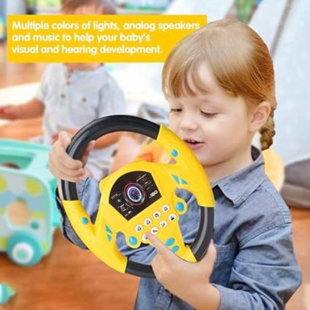 Juguete Educativo Copiloto Volante Música Niños Amarillo