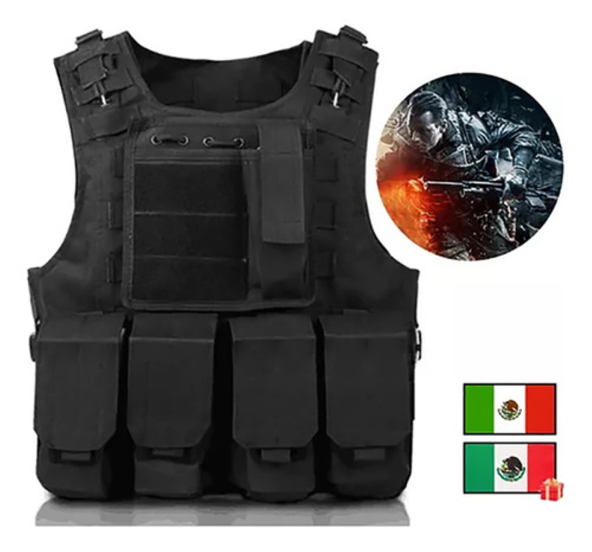 Chaleco Tactico Militar Bolsos Removibles Negro