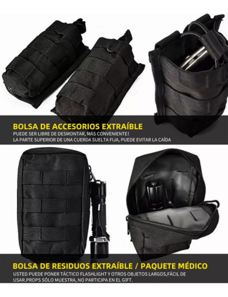 Chaleco Tactico Militar Bolsos Removibles Negro