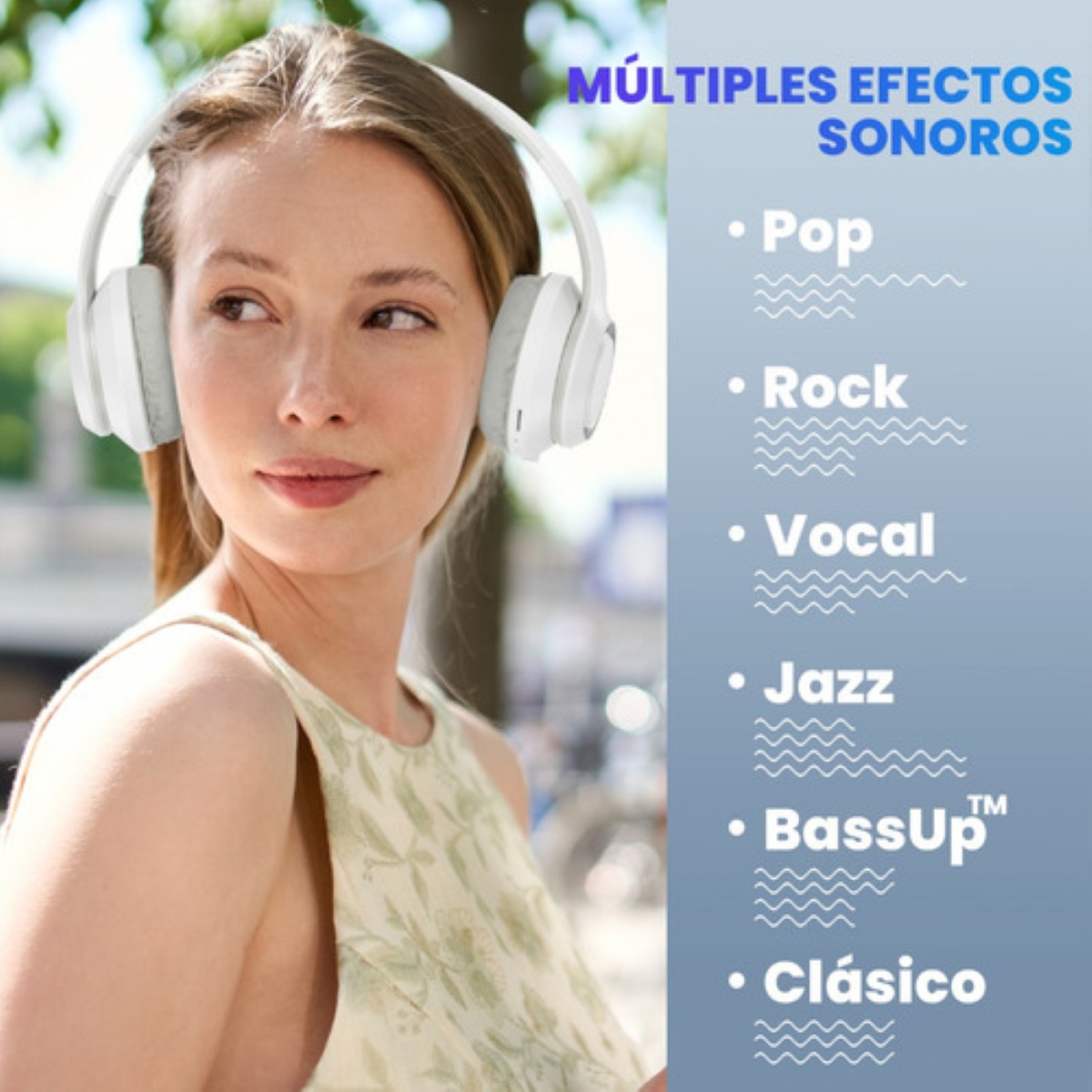 Audífonos de Diadema  Inalámbricos Bluetooth Plegable Blancos 
