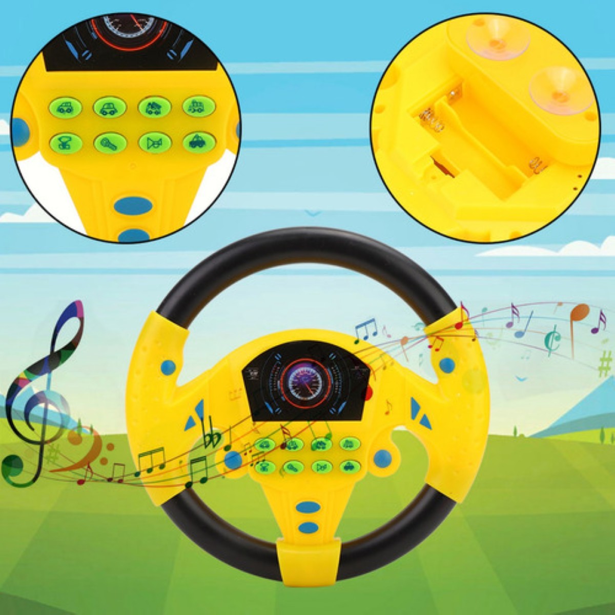 Juguete Educativo Copiloto Volante Música Niños Amarillo