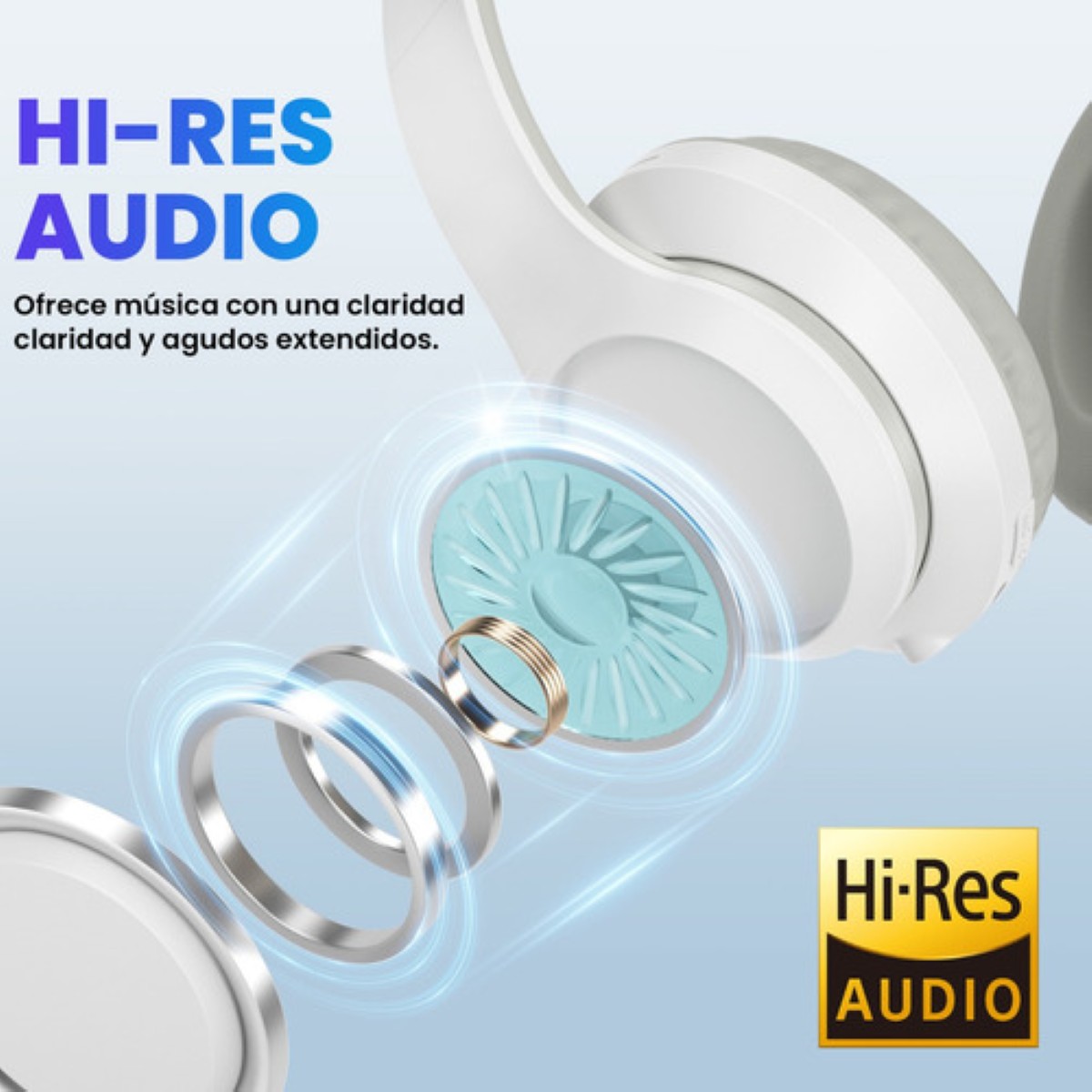 Audífonos de Diadema  Inalámbricos Bluetooth Plegable Blancos 