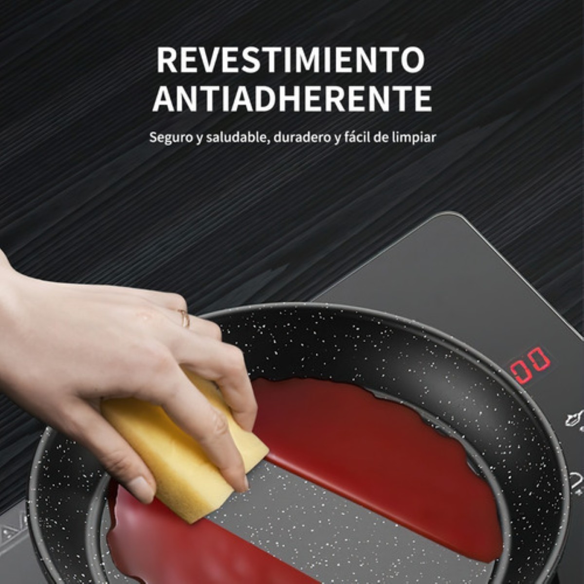 Sartén Antiadherente De Hierro Fundido Fino De 28 Cm C/tapa Negro 