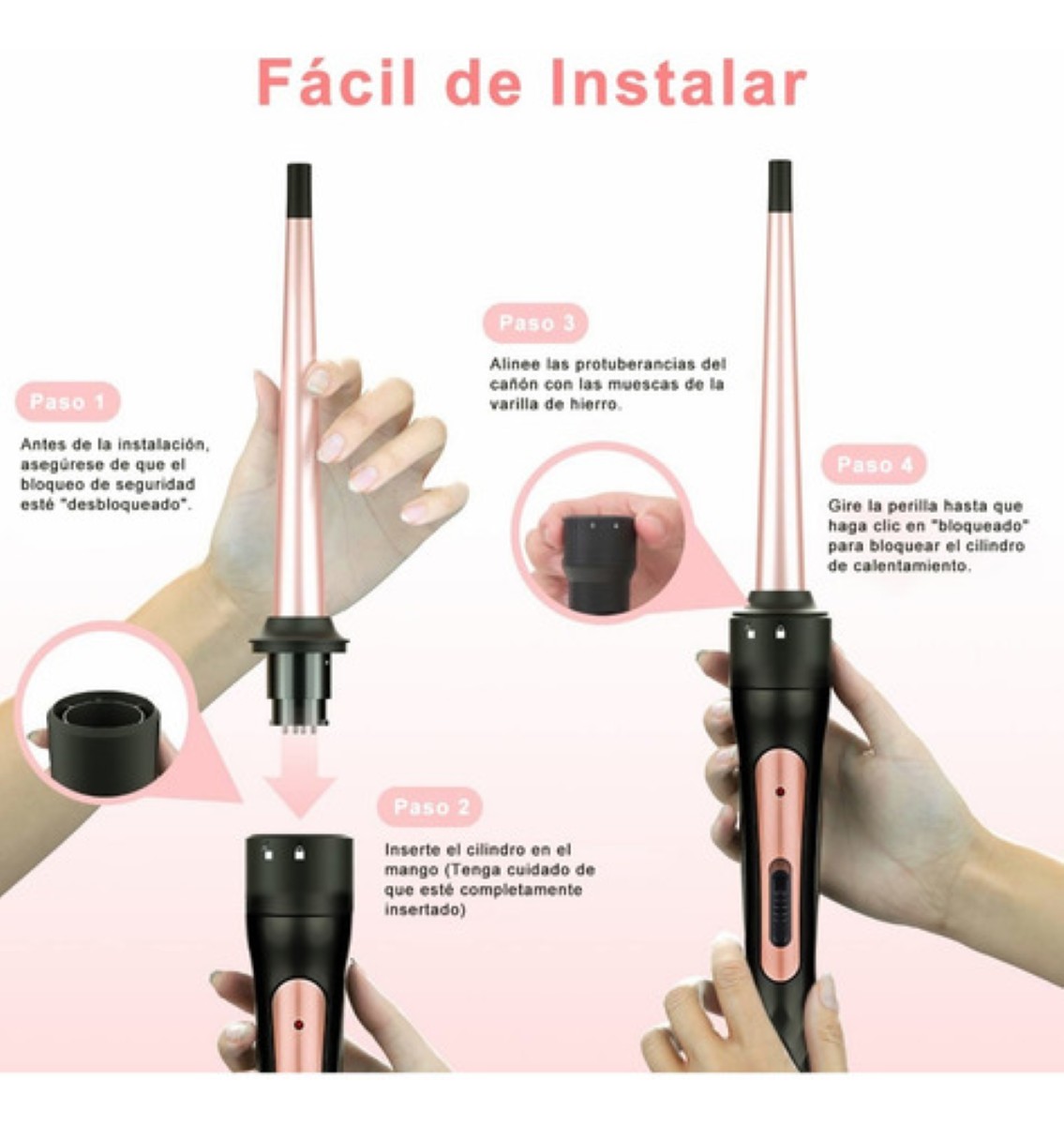 Juego De Rizadora de cabello 3 En 1 Con 3 Tubos 