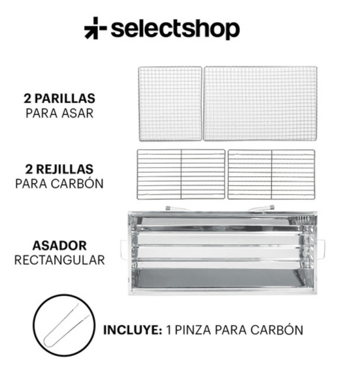 Parrilla Asador De Carbon Portatil Plegable Acero Inoxidable Plateado