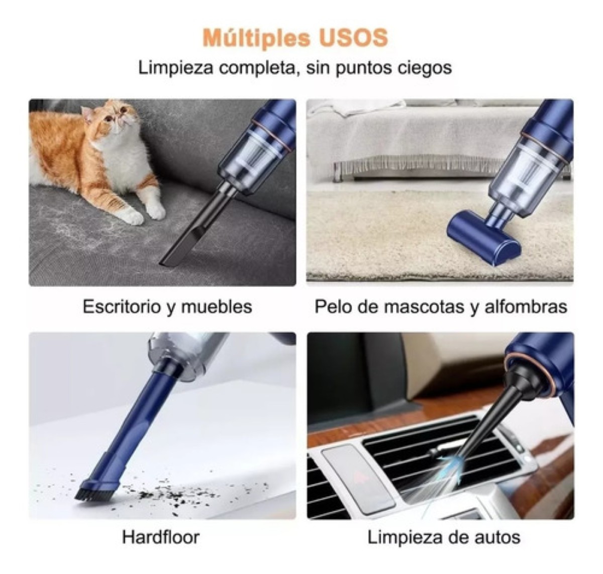 Aspiradora Para Auto Mini Portatil De Mano Inalambrica Azul