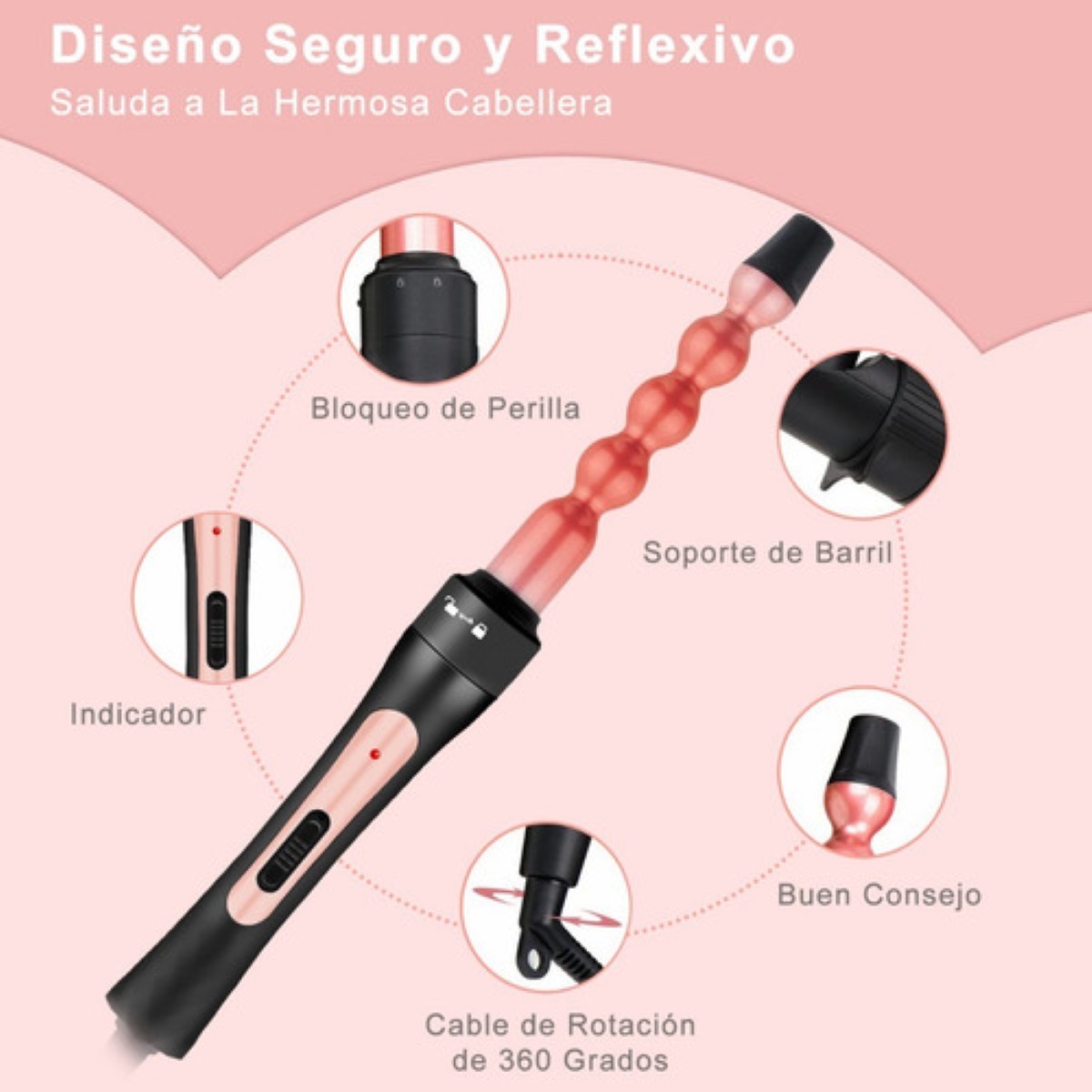 Juego De Rizadora de cabello 3 En 1 Con 3 Tubos 