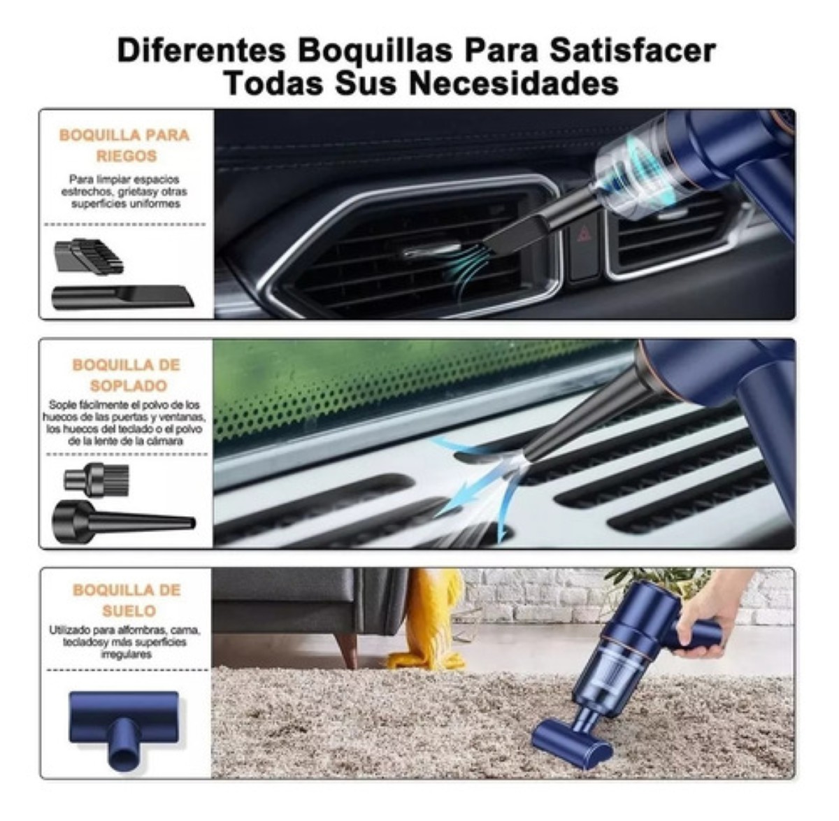 Aspiradora Para Auto Mini Portatil De Mano Inalambrica Azul