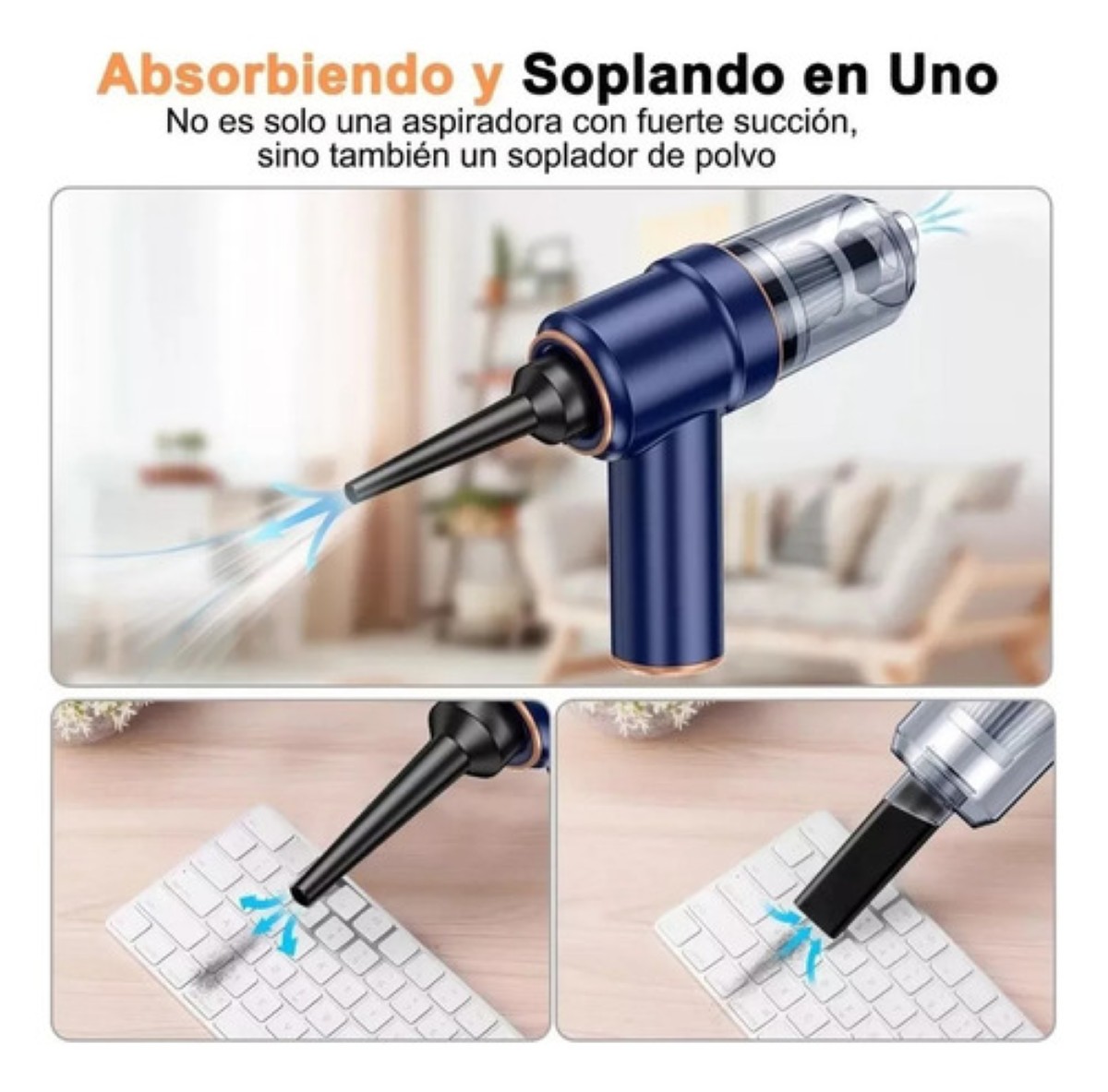 Aspiradora Para Auto Mini Portatil De Mano Inalambrica Azul