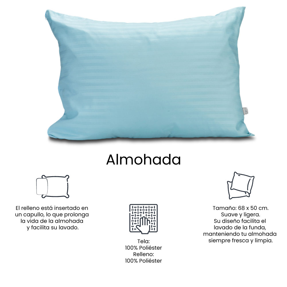 Sábanas Individual Trinity Azul Cielo + Almohada Trinity	