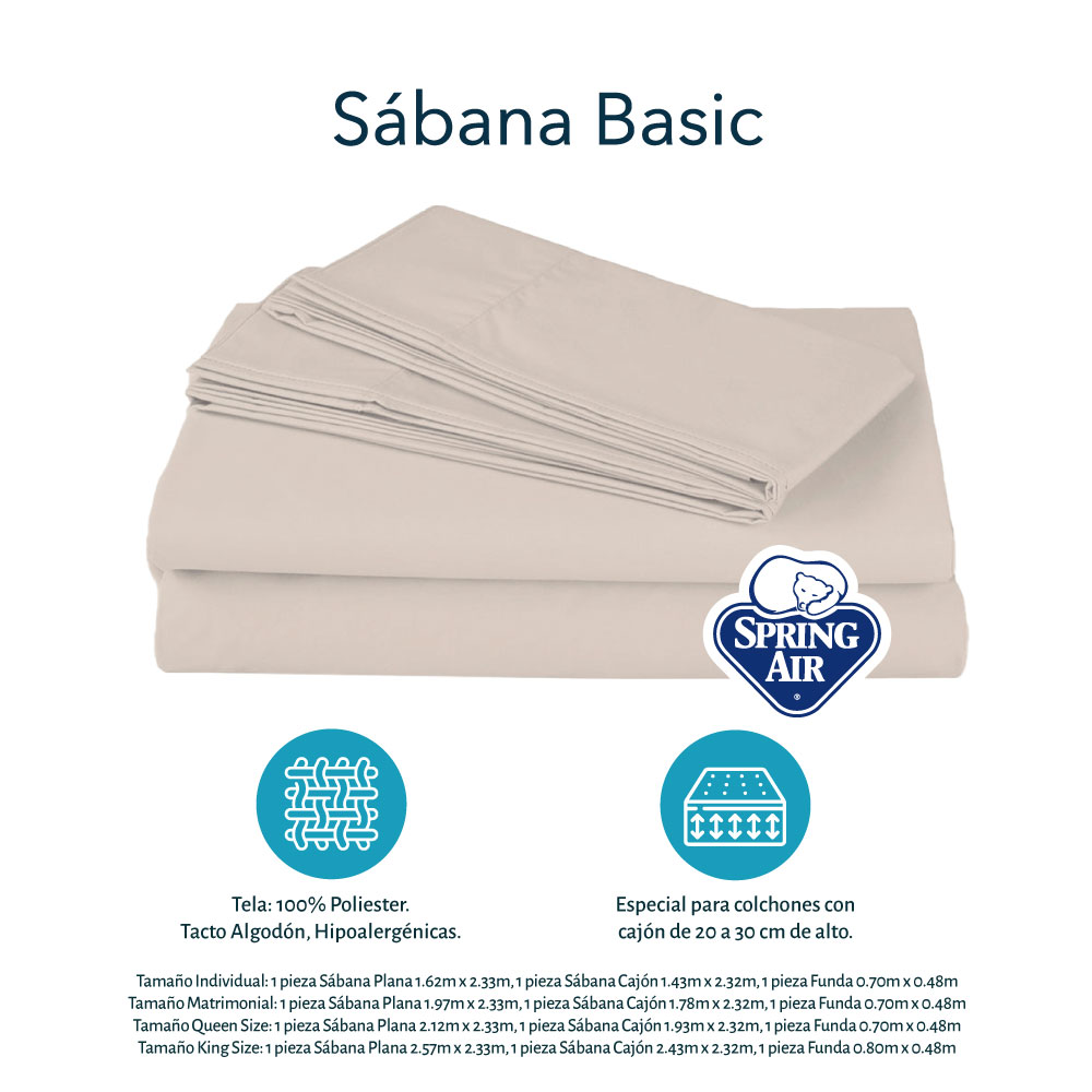 Colchón King Size Spring Air Therapy Blanco + 2 Almohadas Spring Air Osos +Sábanas Basic