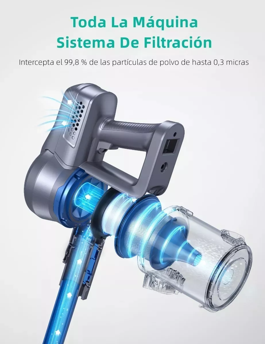 Aspiradora inalámbrica 6 in 1 Greenote GSC50 23Kpa 200W gris y azul