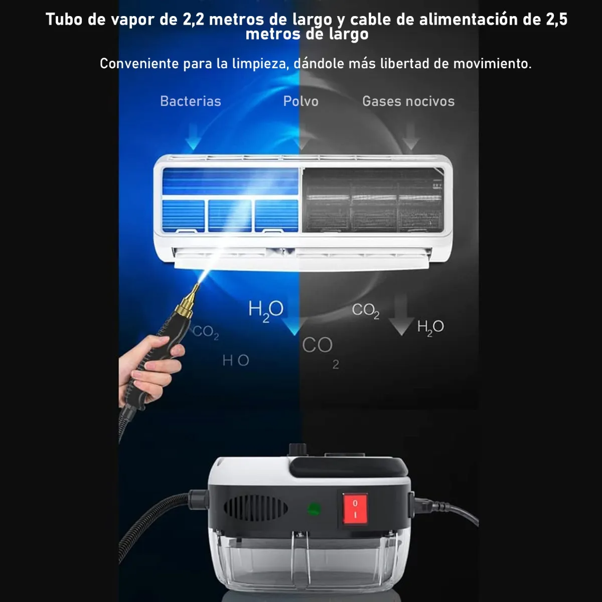 Limpiador Máquina De Vapor Portátil Alta Temperatura 2500w