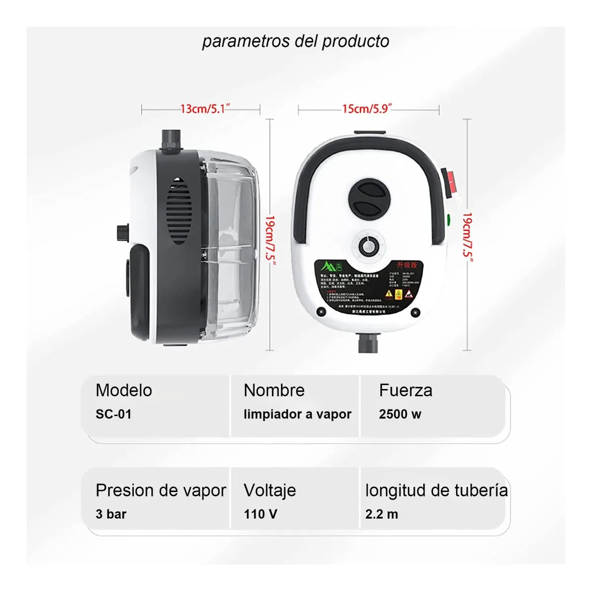Limpiador Máquina De Vapor Portátil Alta Temperatura 2500w