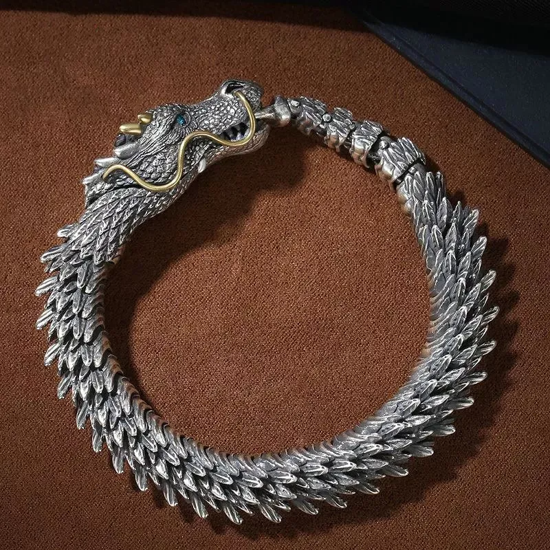 Pulsera De Hueso De Dragón Cadena Vintage Con Caja Premium