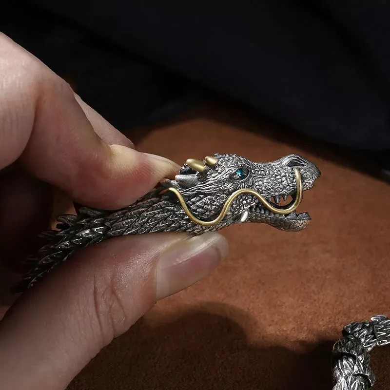 Pulsera De Hueso De Dragón Cadena Vintage Con Caja Premium