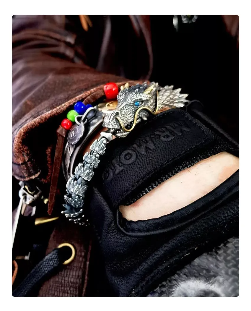 Pulsera De Hueso De Dragón Cadena Vintage Con Caja Premium